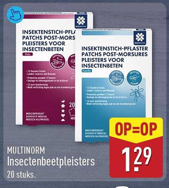 MULTINORM Insectenbeetpleisters 20 stuks OP=OP