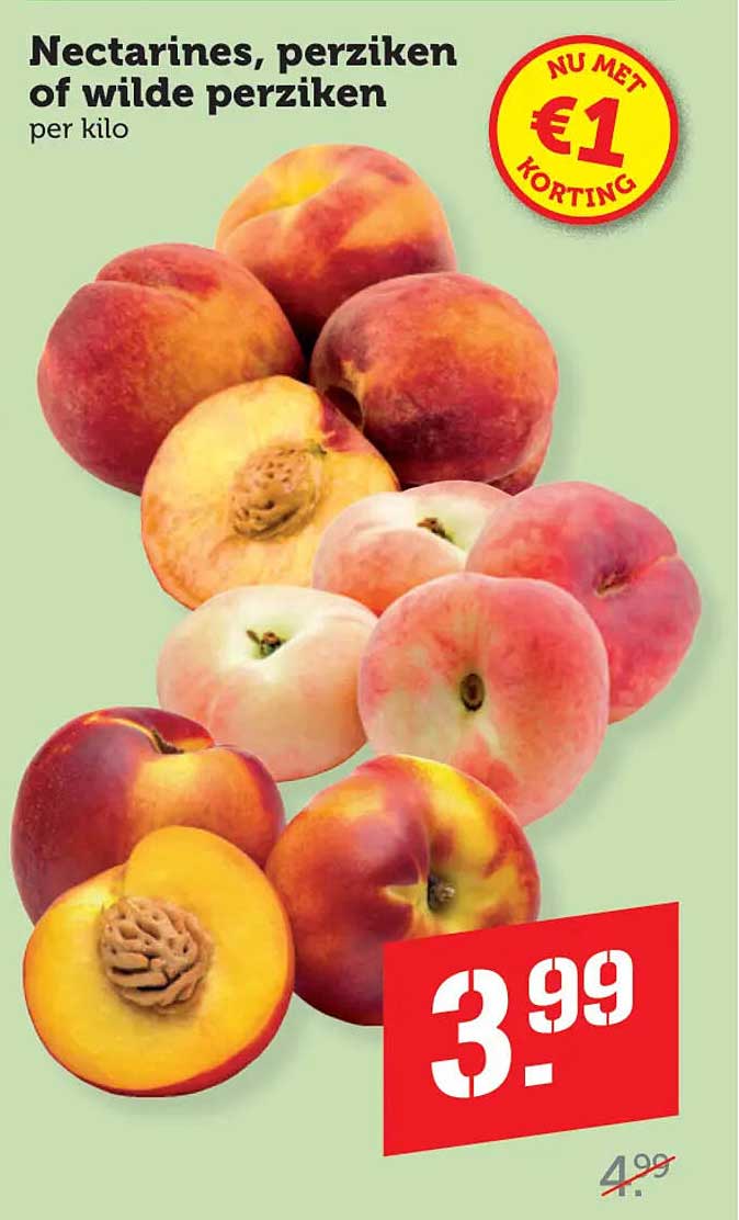 Nectarines, perziken of wilde perziken per kilo