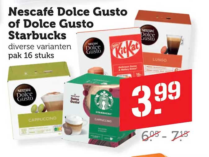 Nescafé Dolce Gusto of Dolce Gusto Starbucks diverse varianten pak 16 stuks