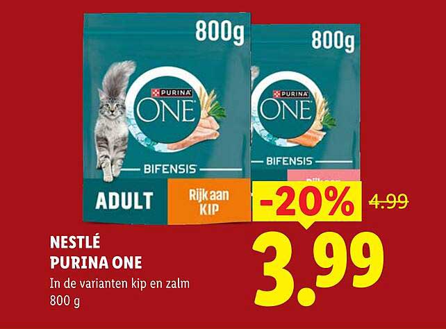 NESTLÉ PURINA ONE In de varianten kip en zalm 800 g -20%