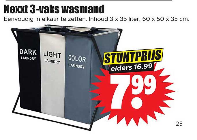 Nexxt 3-vaks wasmand