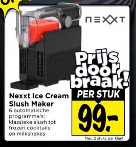 Nexxt Ice Cream Slush Maker Prijs doorbraak! PER STUK