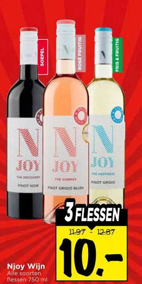 Njoy Wijn Alle soorten flessen 750 ml 3 flessen