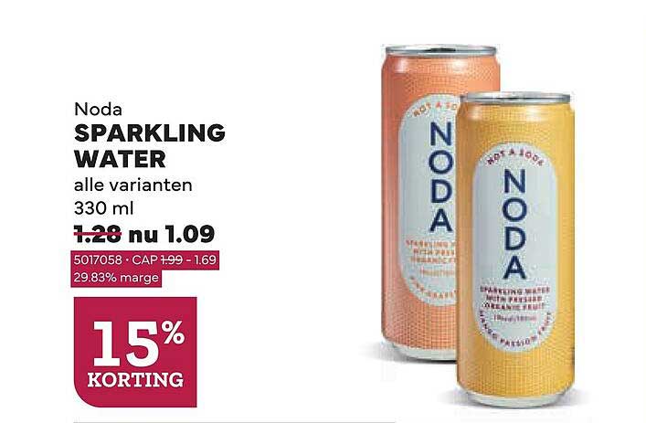 Noda SPARKLING WATER alle varianten 330 ml 15% KORTING