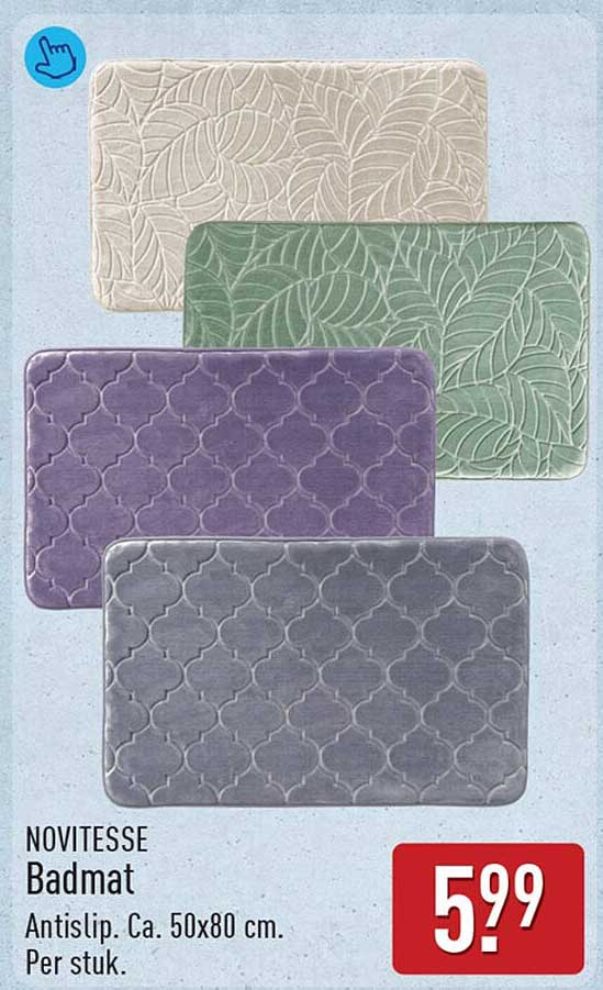 NOVITESSE Badmat Antislip. Ca. 50x80 cm. Per stuk.
