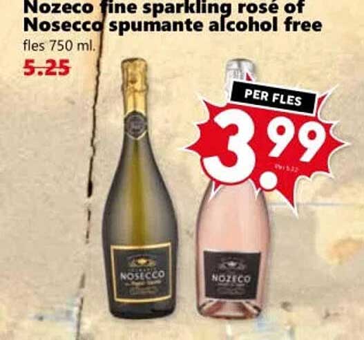 Nozecco fine sparkling rosé of Nosecco spumante alcohol free