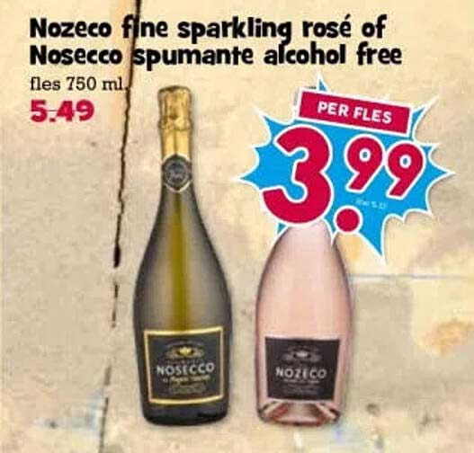 Nozecco fine sparkling rosé of Nosecco spumante alcohol free
