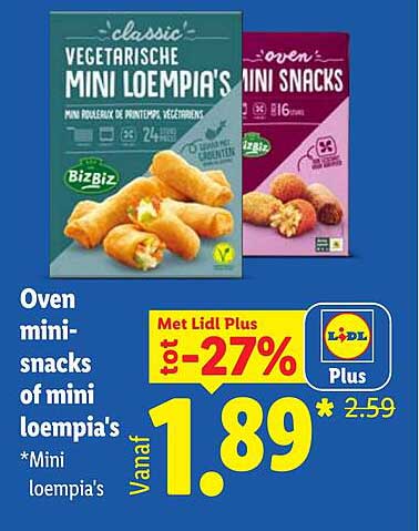 Oven mini-snacks of mini loempia's