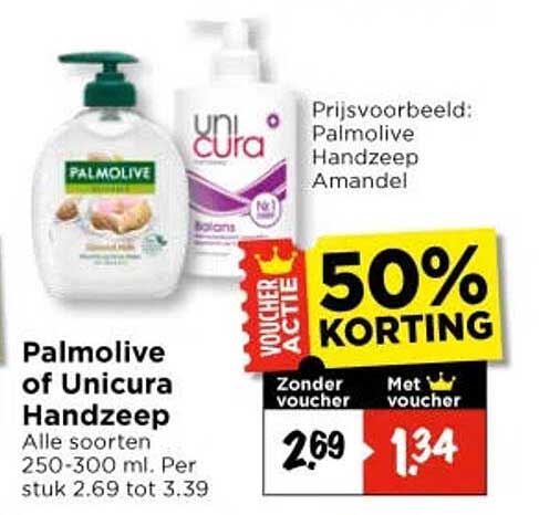 Palmolive of Unicura Handzeep 50% korting