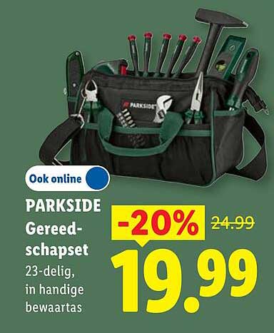 PARKSIDE Gereedschapsset 23-delig, in handige bewaartas -20%