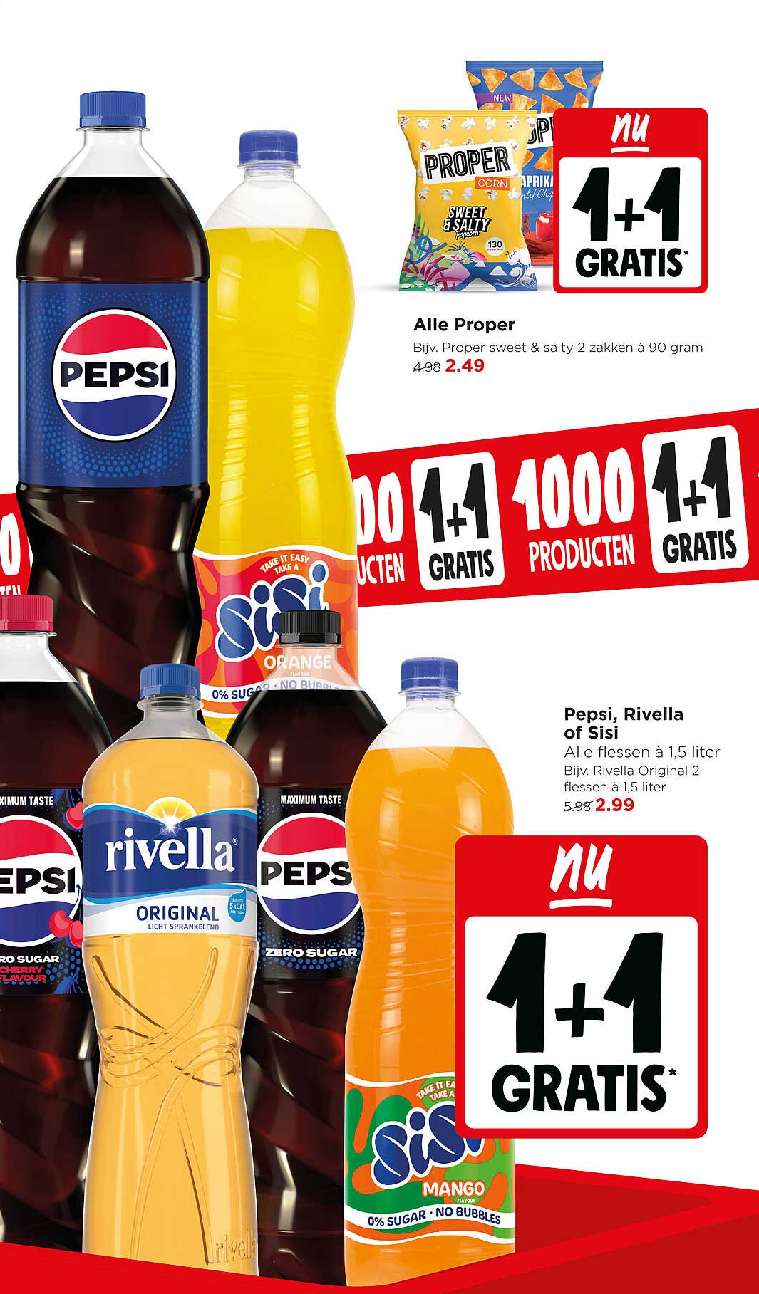 Pepsi, Rivella of Sisi 1+1 gratis