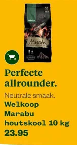 Perfecte allrounder. Neutrale smaak. Welkoop Marabu houtskool 10 kg