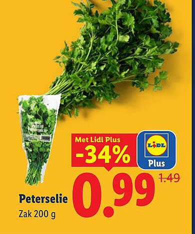 Peterselie Zak 200 g Met Lidl Plus -34%