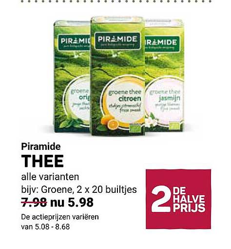 Piramide THEE alle varianten 2DE HALVE PRIJS
