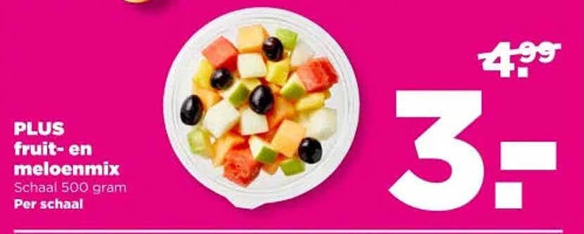 PLUS fruit- en meloenmix Schaal 500 gram Per schaal