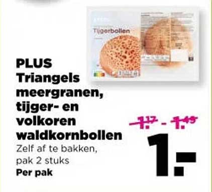 PLUS Triangels meergranen, tijger- en volkoren waldkornbollen