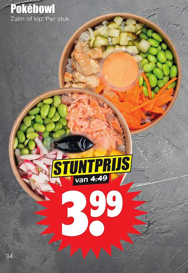 Pokébowl Zalm of kip. Per stuk.