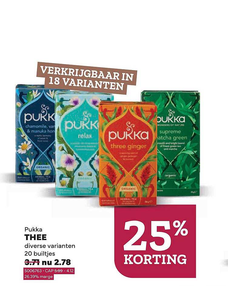 Pukka THEE diverse varianten 20 builtjes 25% KORTING