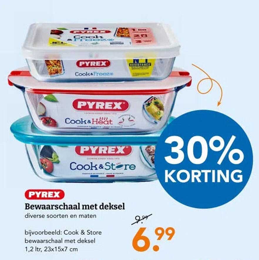 PYREX Bewaarschaal met deksel 30% KORTING
