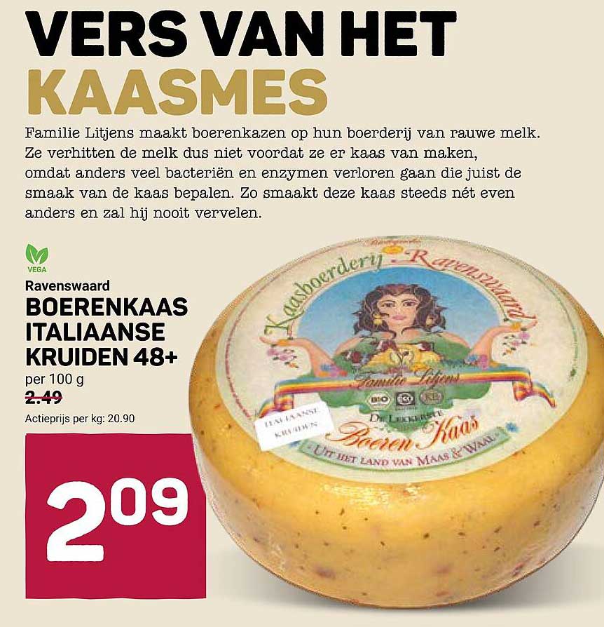 Ravenswaard Boerenkaas Italiaanse kruiden 48+