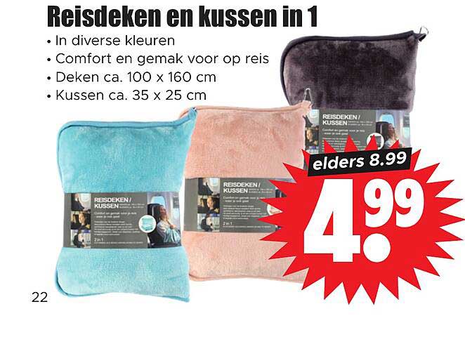 Reisdeken en kussen in 1