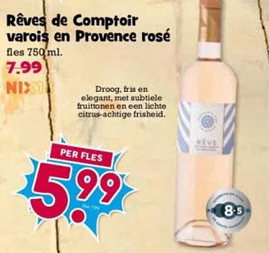 Réves de Comptoir varois en Provence rosé fies 750 ml.