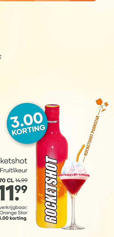 Rocketshot Fruitlikeur Orange Star 70 cl 3.00 korting