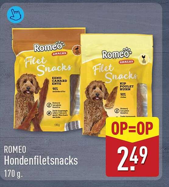 ROMEO Hondenfiletsnacks 170 g. OP=OP