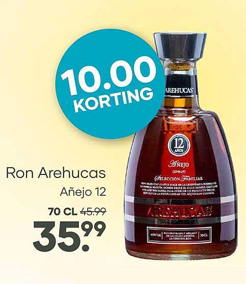 Ron Arehucas Añejo 12 10.00 KORTING