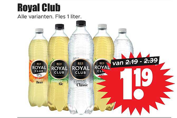 Royal Club Alle varianten. Fles 1 liter.