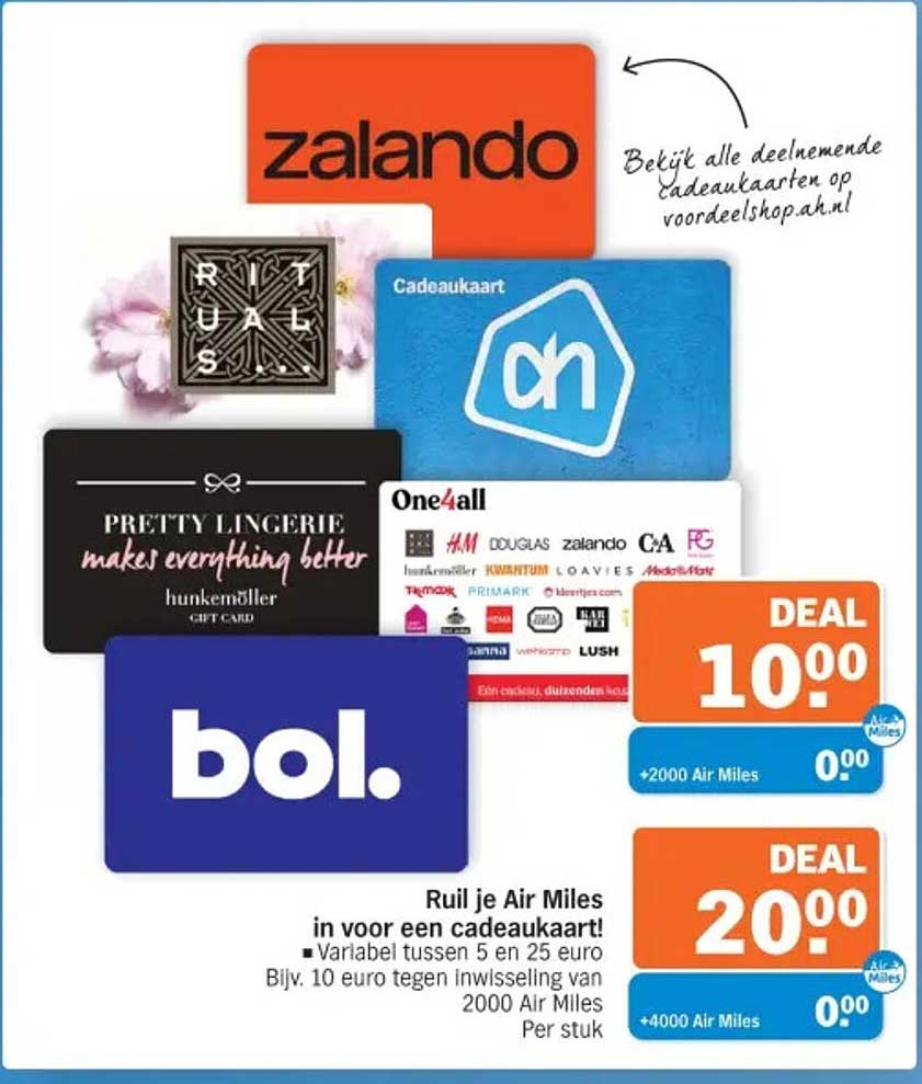 Ruil je Air Miles in voor een cadeaukaart!
