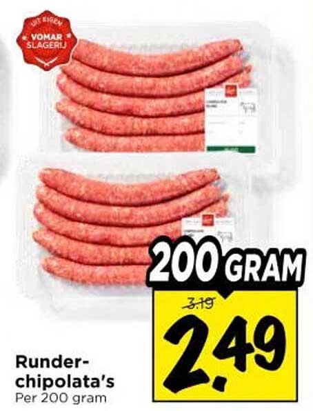 Runder-chipolata's Per 200 gram