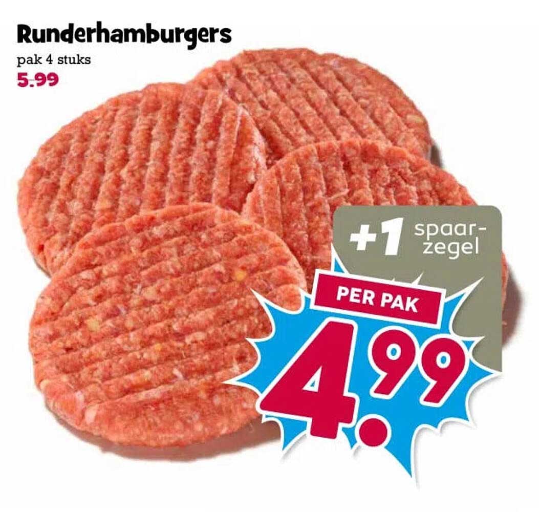 Runderhamburgers pak 4 stuks +1 spaar-zegel