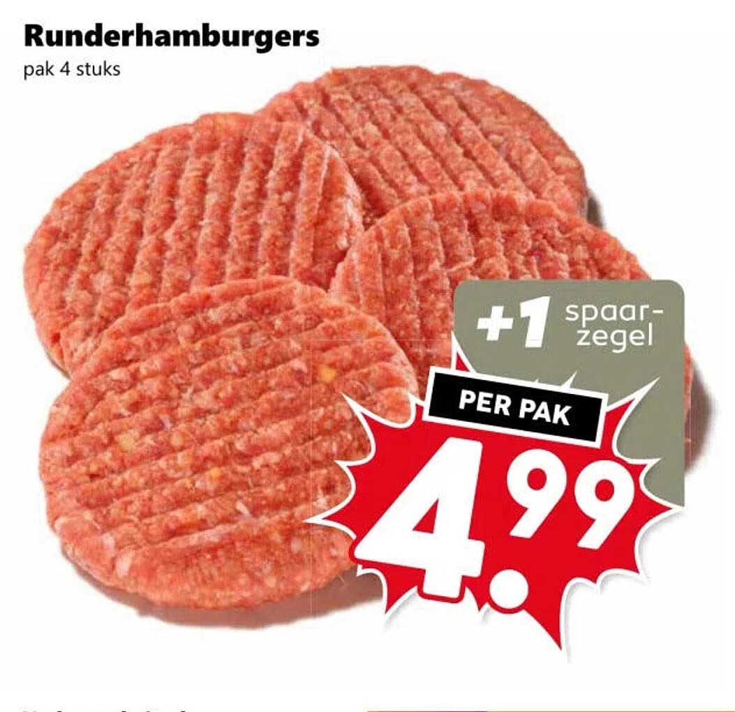 Runderhamburgers pak 4 stuks +1 spaarzegel