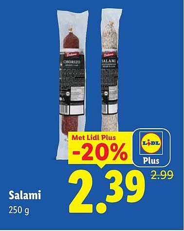 Salami 250 g Met Lidl Plus -20%