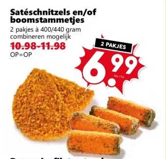 Satéschnitzels en/of boomstammetjes 2 pakjes
