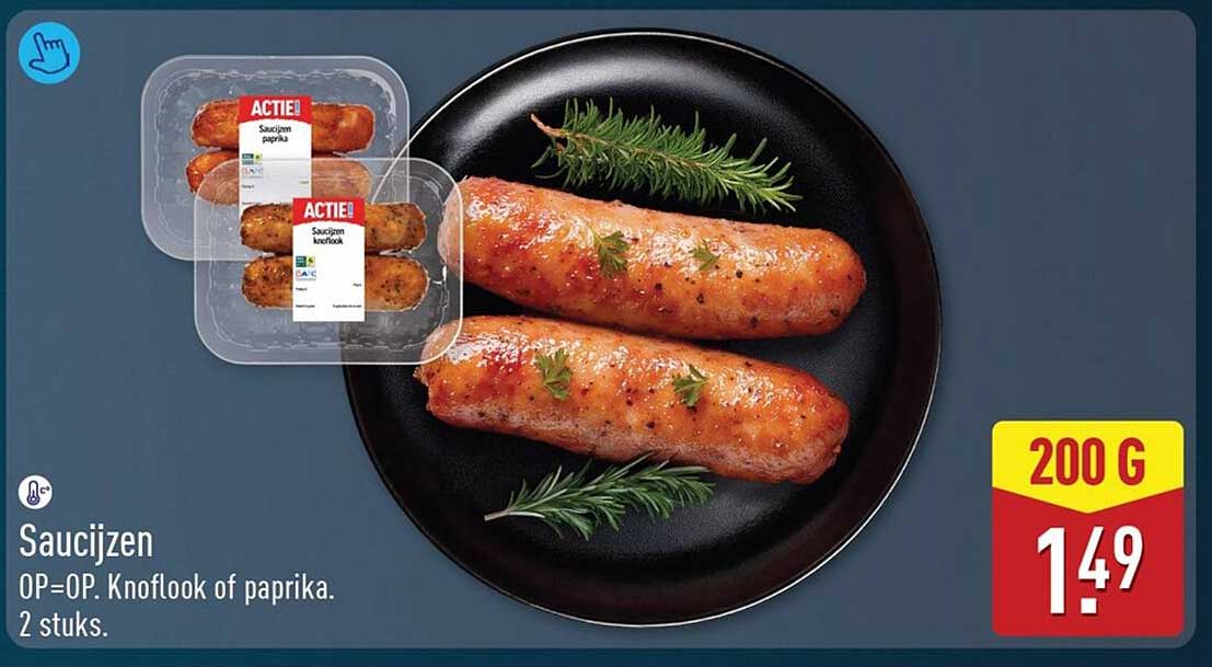 Saucijzen 0P=0P. Knoflook of paprika. 2 stuks.