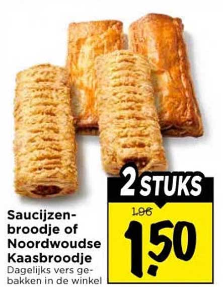 Saucijzenbroodje of Noordwoude Kaasbroodje 2 STUKS