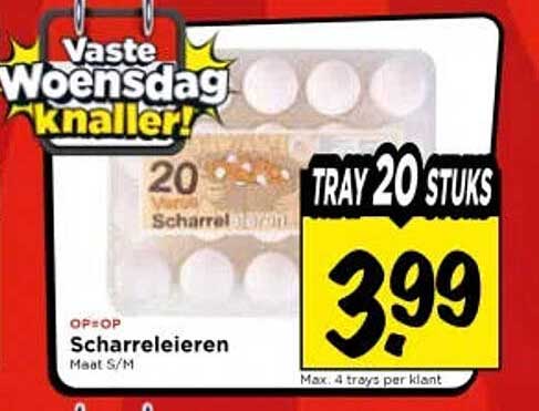 Scharreleieren Maat S/M TRAY 20 STUKS