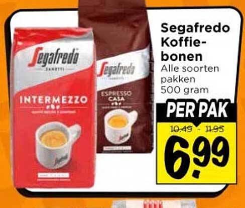 Segafredo Koffiebonen Alle soorten pakken 500 gram PERPAK