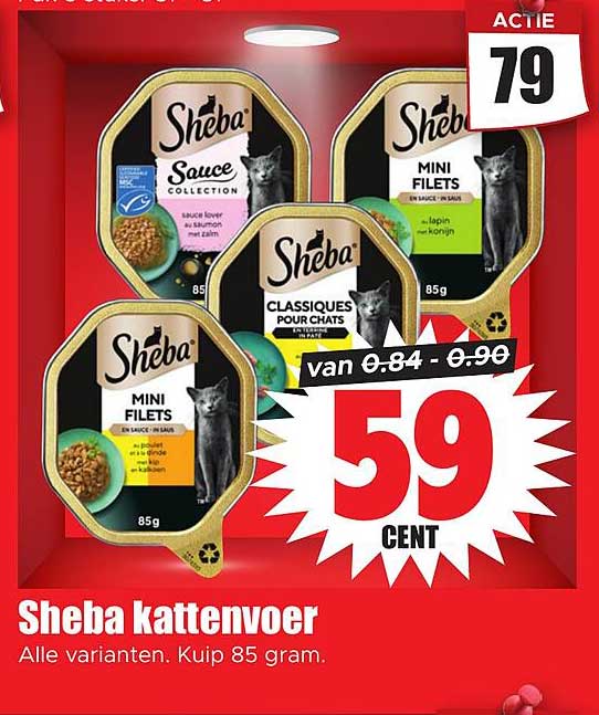 Sheba kattenvoer Alle varianten. Kuip 85 gram.
