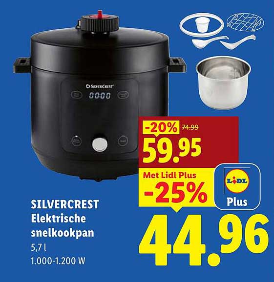 SILVERCREST Elektrische snelkookpan 5,7 l 1.000-1.200 W