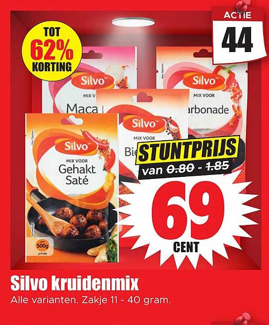 Silvo kruidenmix Alle varianten. Zakje 11 - 40 gram. STUNTPRIJS