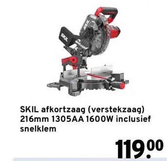 SKIL afkortzaag (verstekzaag) 216mm 1305AA 1600W inclusief snelklem