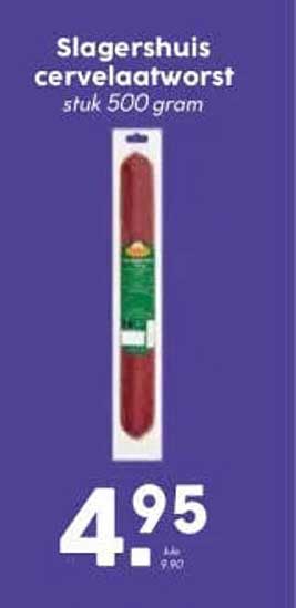 Slagershuis cervelaatworst stuk 500 gram