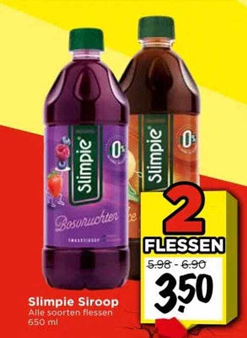 Slimpie Siroop Alle soorten flessen 650 ml 2 FLESSEN