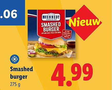 Smashed burger 275 g Nieuw