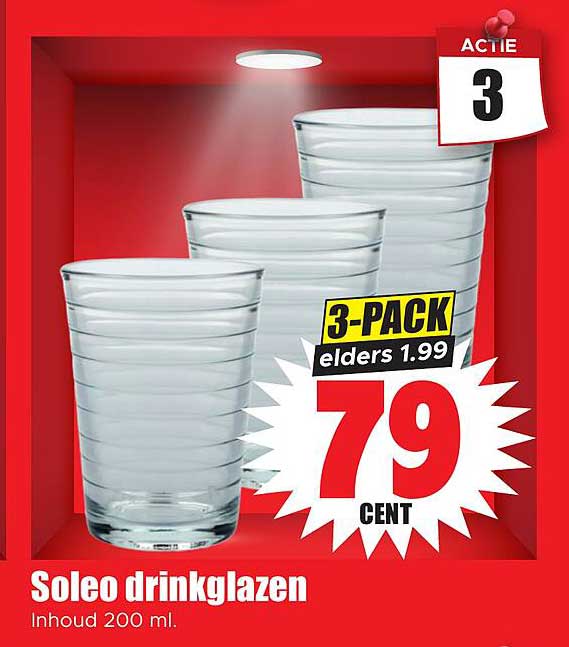 Soleo drinkglazen 3-PACK elders 1.99