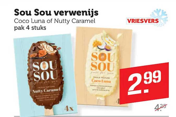 Sou Sou verwenis Coco Luna of Nutty Caramel pak 4 stuks