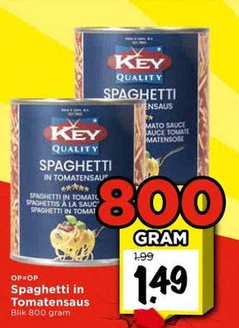 Spaghetti in Tomatensaus Blik 800 gram